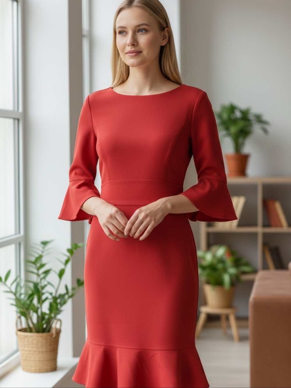 White House Black Market Fit Flare Dress Red sz 0